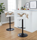 Gardenia Adjustable Barstool - Set of 2 - Whitewashed Wood, Black Metal, Cream Fabric