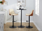 Gianna Adjustable Barstool - Set of 2 - Black Metal, Walnut Wood, Cream PU