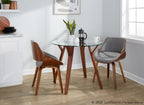 Fabrizzi Chair - Set of 2 - Walnut Wood, Grey Fabric