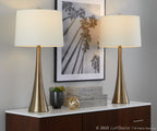 Diana 29" Metal Table Lamp - Set of 2 - Matte Golden Bronze, White Linen