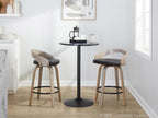 Grotto 26" Fixed-Height Counter Stool - Set of 2 - Light Grey Wood, Black Metal, Black PU