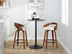 Grotto 26" Fixed-Height Counter Stool - Set of 2 - Walnut Wood, Black Metal, Cream PU