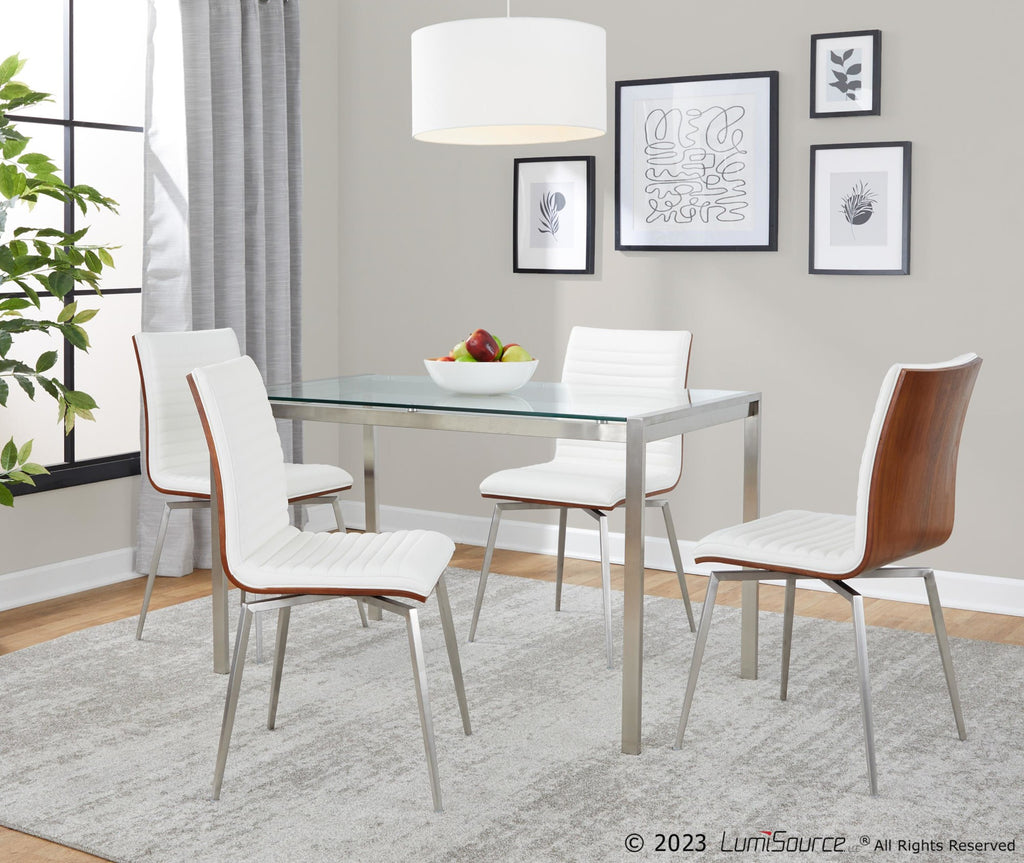 Fuji Dinette Table - Brushed Stainless Steel, Clear Glass