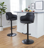 Boyne Adjustable Barstool - Set of 2 - Black Metal, Black PU