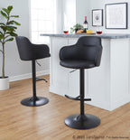 Boyne Adjustable Barstool - Set of 2 - Black Metal, Black PU
