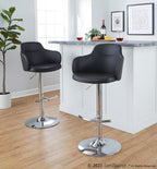 Boyne Adjustable Barstool - Set of 2 - Chrome Metal, Black PU