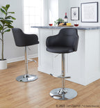 Boyne Adjustable Barstool - Set of 2 - Chrome Metal, Black PU