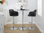 Boyne Adjustable Barstool - Set of 2 - Chrome Metal, Black PU