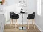 Boyne 24" Fixed-Height Counter Stool - Set of 2 - Natural Wood, Black PU, Chrome Metal