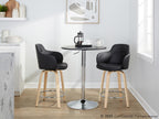 Boyne 24" Fixed-Height Counter Stool - Set of 2 - Natural Wood, Black PU, Chrome Metal