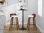 Maya 30" Fixed-Height Barstool - Set of 2 - Black Metal, Walnut Wood, Charcoal Fabric