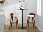 Maya 30" Fixed-Height Barstool - Set of 2 - Black Metal, Walnut Wood, Charcoal Fabric