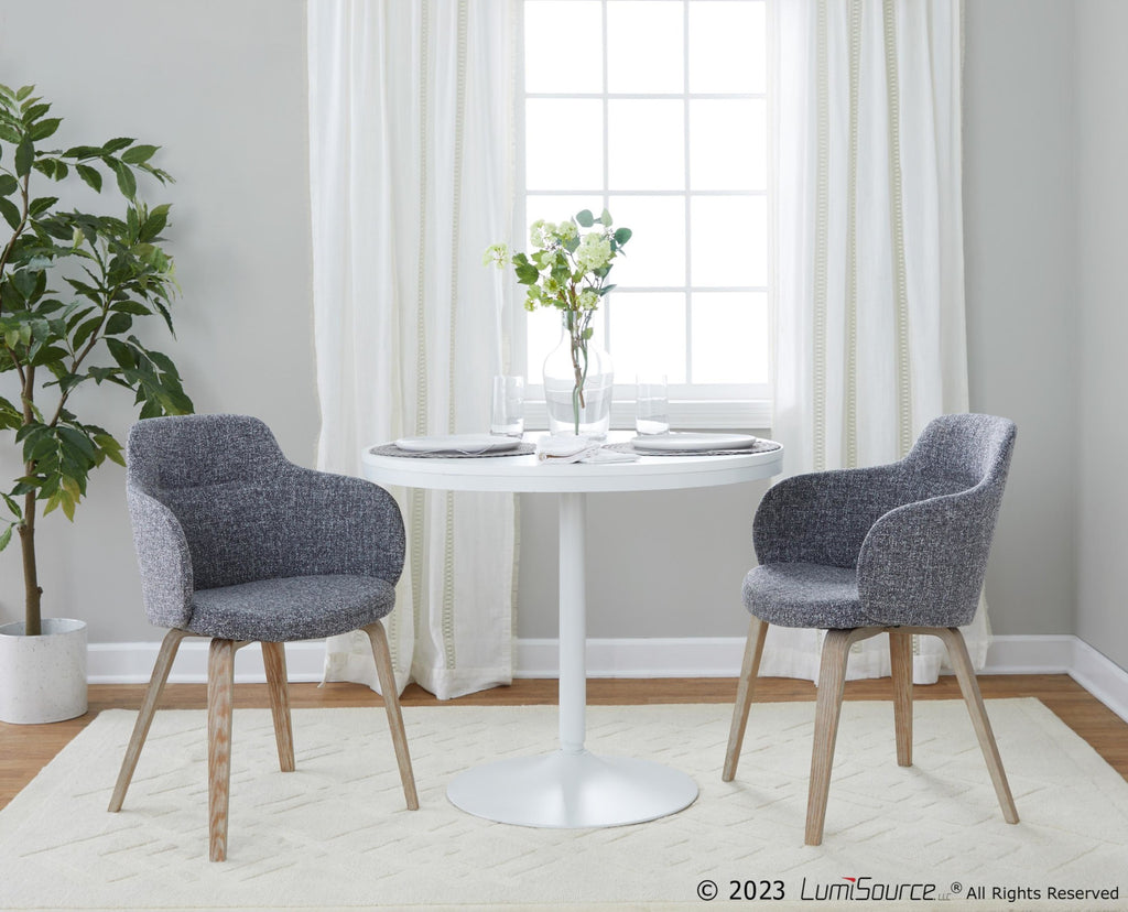 Boyne Chair - Set of 2 - Whitewashed Wood, Dark Grey Noise Fabric