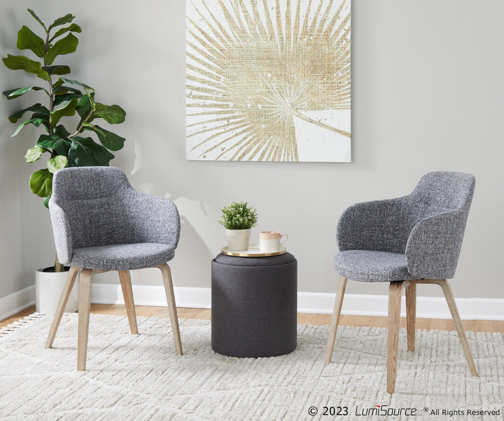Boyne Chair - Set of 2 - Whitewashed Wood, Dark Grey Noise Fabric