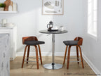 Maya 24" Fixed-Height Counter Stool - Set of 2 - Chrome Metal, Walnut Wood, Charcoal Fabric