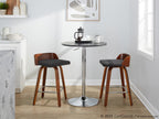 Maya 26" Fixed-Height Counter Stool - Set of 2 - Chrome Metal, Walnut Wood, Charcoal Fabric