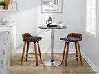 Maya 26" Fixed-Height Counter Stool - Set of 2 - Chrome Metal, Walnut Wood, Charcoal Fabric