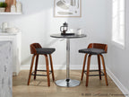 Maya 26" Fixed-Height Counter Stool - Set of 2 - Black Metal, Walnut Wood, Charcoal Fabric
