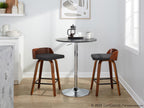 Maya 26" Fixed-Height Counter Stool - Set of 2 - Black Metal, Walnut Wood, Charcoal Fabric