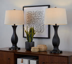 Riley 29" Polyresin Table Lamp - Set of 2 - Oil Rubbed Bronze Polyresin, Oat Linen
