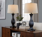 Riley 29" Polyresin Table Lamp - Set of 2 - Oil Rubbed Bronze Polyresin, Oat Linen