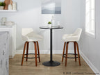 Daniella 26" Fixed-Height Counter Stool - Set of 2 - Walnut Wood, Black Metal, Cream Fabric