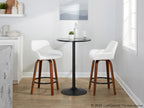 Daniella 26" Fixed-Height Counter Stool - Set of 2 - Walnut Wood, Black Metal, White PU