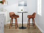 Daniella 26" Fixed-Height Counter Stool - Set of 2 - Walnut Wood, Black Metal, Camel PU