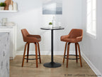 Daniella 26" Fixed-Height Counter Stool - Set of 2 - Walnut Wood, Black Metal, Camel PU