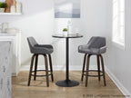 Daniella 26" Fixed-Height Counter Stool - Set of 2 - Walnut Glazed Wood, Black Metal, Grey PU