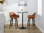Daniella 26" Fixed-Height Counter Stool - Set of 2 - Walnut Glazed Wood, Black Metal, Camel PU