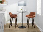 Daniella 26" Fixed-Height Counter Stool - Set of 2 - Walnut Glazed Wood, Black Metal, Camel PU