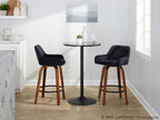 Daniella 26" Fixed-Height Counter Stool - Set of 2 - Walnut Wood, Black Metal, Black Velvet