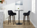 Daniella 26" Fixed-Height Counter Stool - Set of 2 - Walnut Glazed Wood, Black Metal, Black Velvet
