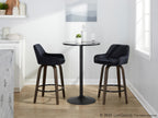 Daniella 26" Fixed-Height Counter Stool - Set of 2 - Walnut Glazed Wood, Black Metal, Black Velvet