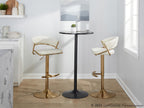 Jie Adjustable Barstool - Set of 2 - Gold Metal, Cream Velvet