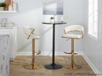 Jie Adjustable Barstool - Set of 2 - Gold Metal, Cream Velvet