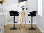 Claire Adjustable Barstool – Set of 2 - Black Metal, Black Velvet