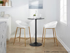 Matisse 26" Fixed-Height Counter Stool - Set of 2 - Gold Metal, White PU