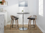 Cassis 24" Fixed-Height Counter Stool - Set of 2 - Light Grey Wood, Black PU, Black Metal