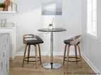 Cassis 24" Fixed-Height Counter Stool - Set of 2 - Light Grey Wood, Black PU, Black Metal