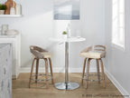 Cassis 24" Fixed-Height Counter Stool - Set of 2 - Light Grey Wood, Cream PU, Chrome Metal