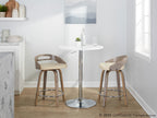 Cassis 24" Fixed-Height Counter Stool - Set of 2 - Light Grey Wood, Cream PU, Chrome Metal