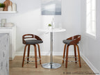 Cassis 24" Fixed-Height Counter Stool - Set of 2 - Walnut Wood, Grey PU, Chrome Metal