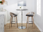 Cassis 30" Fixed-Height Barstool - Set of 2 - Light Grey Wood, Black PU, Black Metal