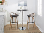 Cassis 24" Fixed-Height Counter Stool - Set of 2 - Light Grey Wood, Black PU, Black Metal