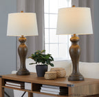 Peppa 31" Polyresin Table Lamp - Set of 2 - Opal Grey Polyresin, Off-white Linen