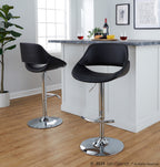 Fabrico Adjustable Barstool - Set of 2 - Chrome, Black PU
