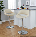 Fabrico Adjustable Barstool - Set of 2 - Chrome, Cream PU
