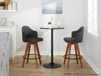 Ahoy 26" Fixed-Height Counter Stool - Set of 2 - Walnut Bamboo, Charcoal Fabric, Black Metal